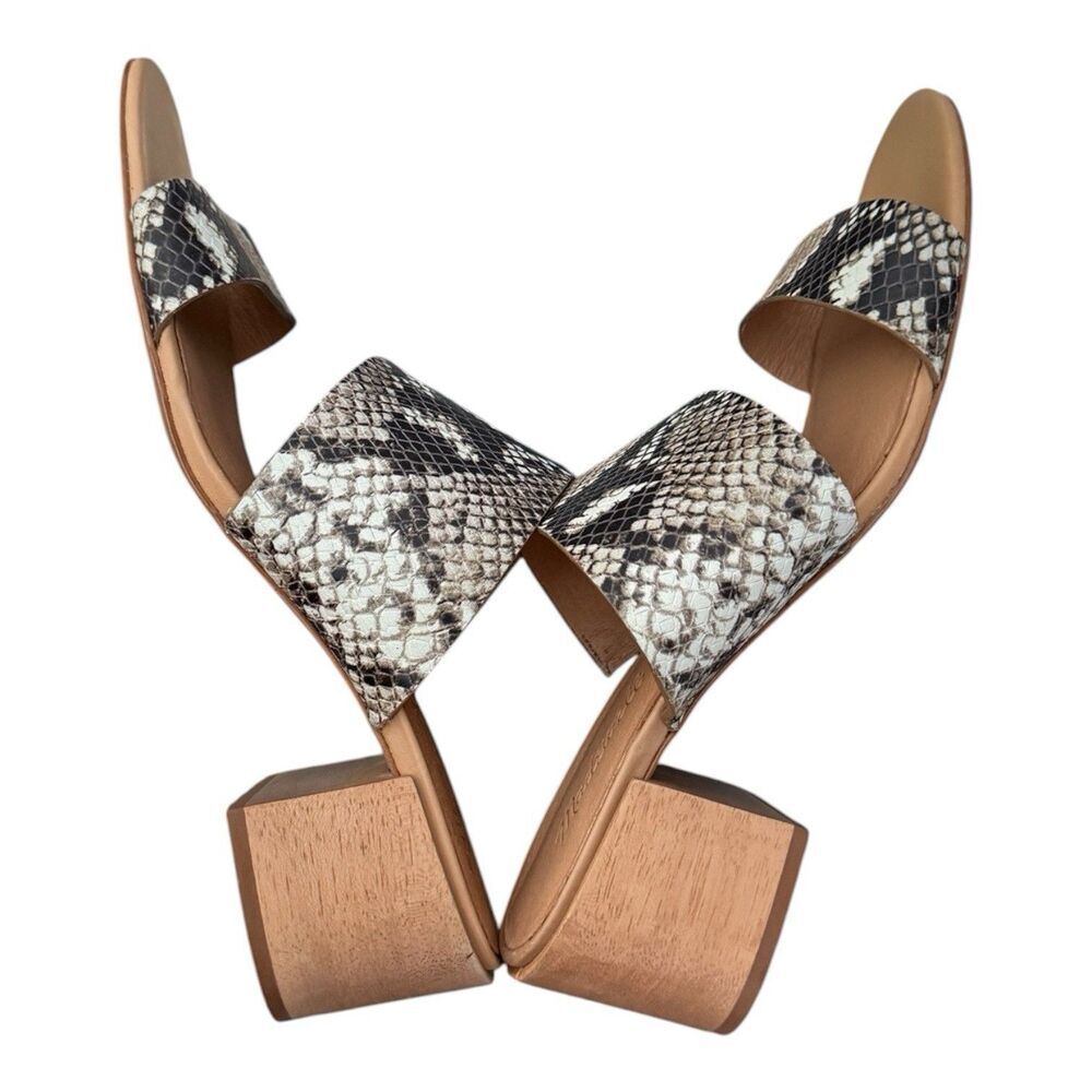 Madewell The Kiera Mule Sandal Women Size 11 Snake Embossed Leather 2" Heel - Picture 5 of 8